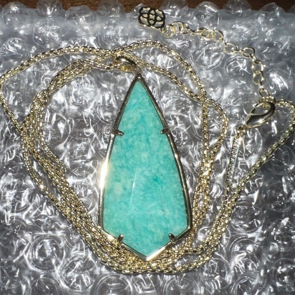 KENDRA SCOTT Carol Amazonite Green Necklace GOLD tone Rare & Retired NEW! - Picture 1 of 5